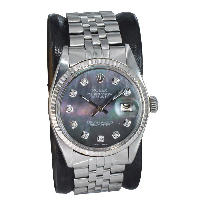 FACTORY / HOUSE: Rolex Watch Company
STYLE / REFERENCE: Datejust / Reference 1601
METAL / MATERIAL: Stainless Steel
CIRCA / YEAR: 1970's
DIMENSIONS / SIZE: Length 44mm x Diameter 36mm
MOVEMENT / CALIBER: Perpetual Winding / 26 Jewels / Caliber