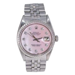 Rolex Steel Datejust with Custom Made Mother of Pearl Diamond Dial, 1970's