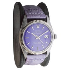 Rolex Steel Datejust with Custom Made Purple Dial circa, 1970's