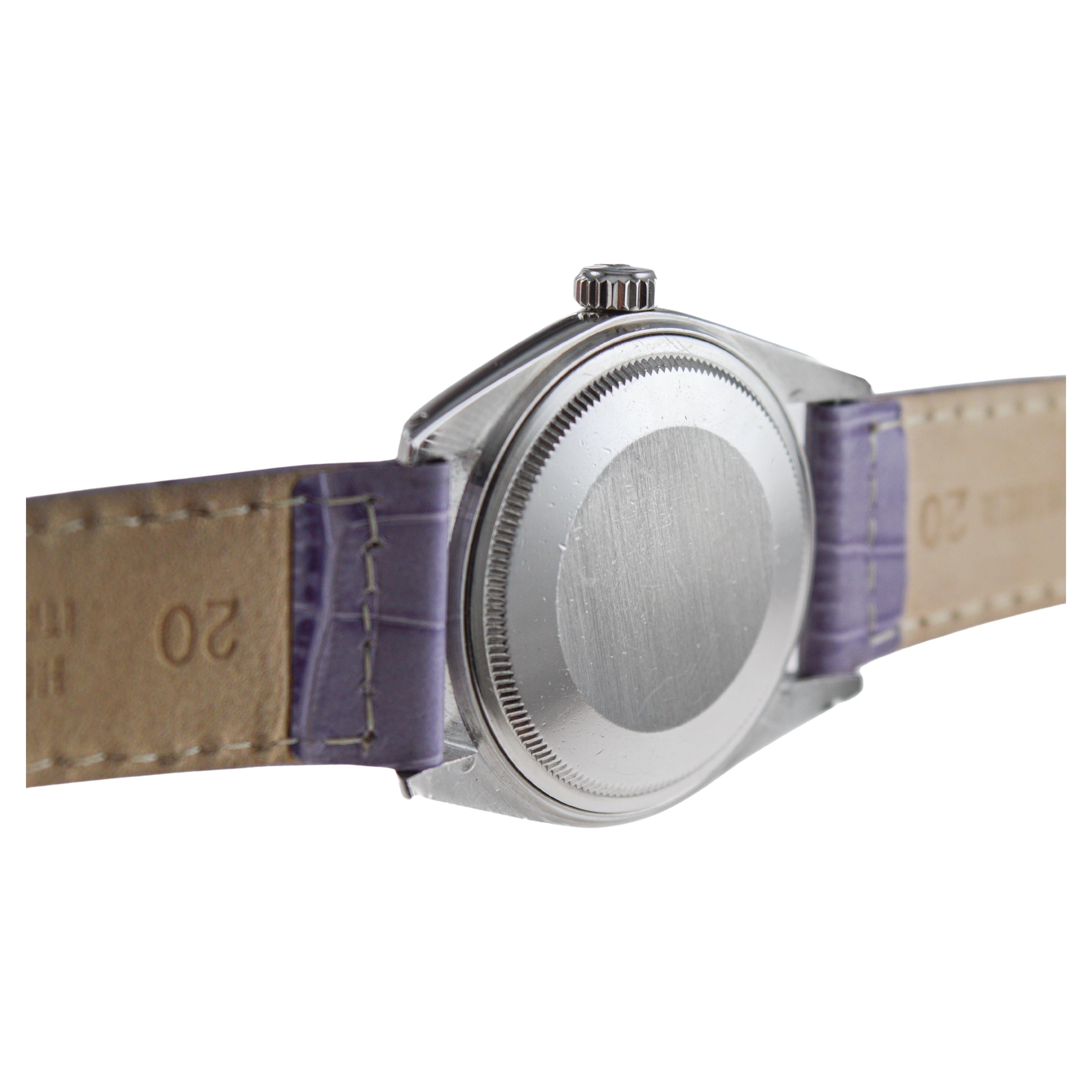 Rolex Steel Datejust with Custom Made Purple Dial circa, 1970's For Sale 3