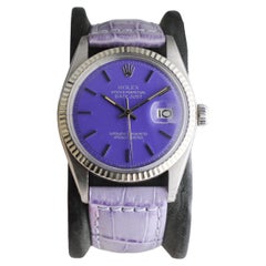 Rolex Steel Datejust mit CUSTOM MADE lila Zifferblatt circa, 1970's