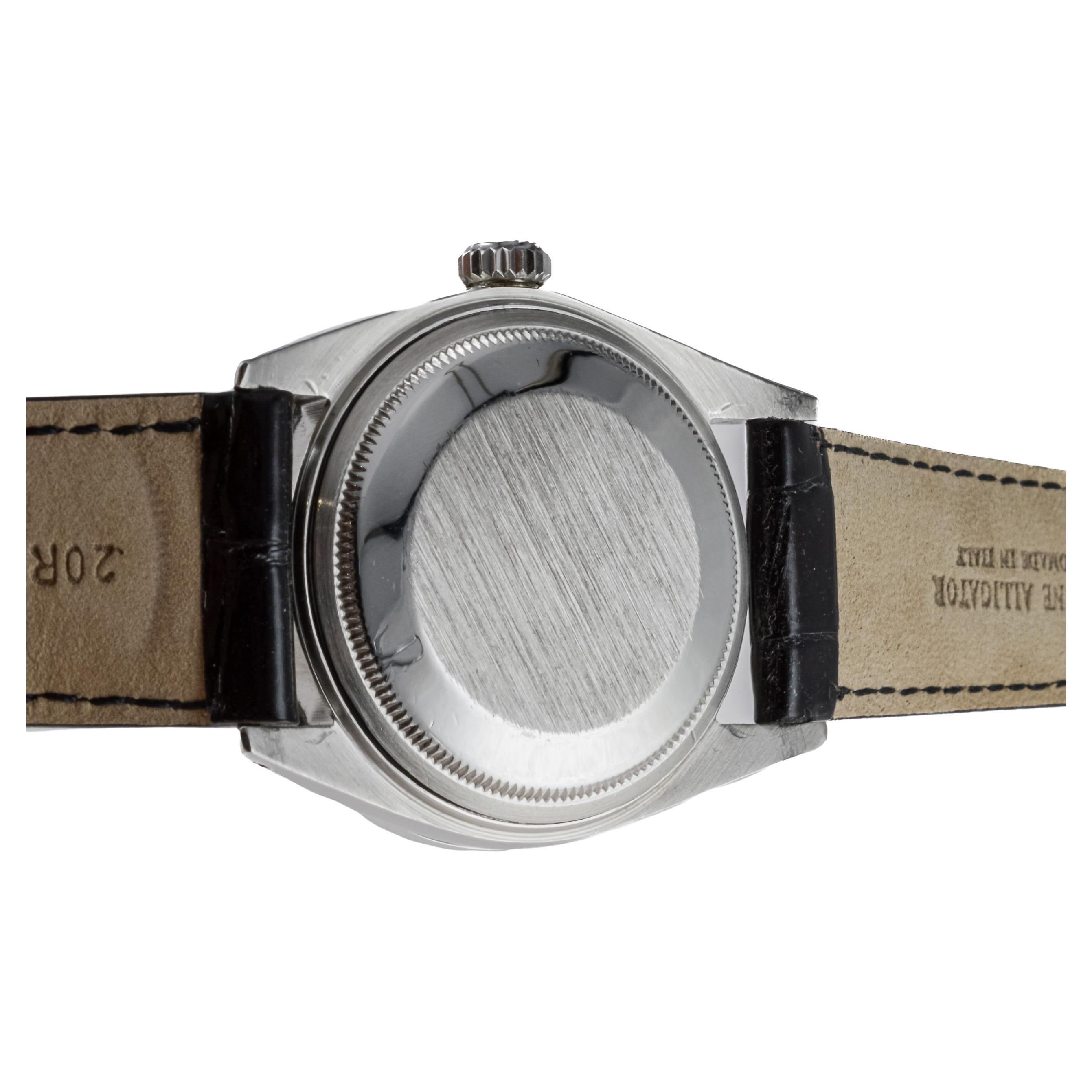 Rolex Steel Datejust with Custom Mother of Pearl Dial and Custom Bezel 1960's For Sale 7