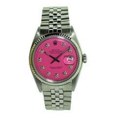 Rolex Steel Datejust with Custom Pink Dial 1971 or 1972