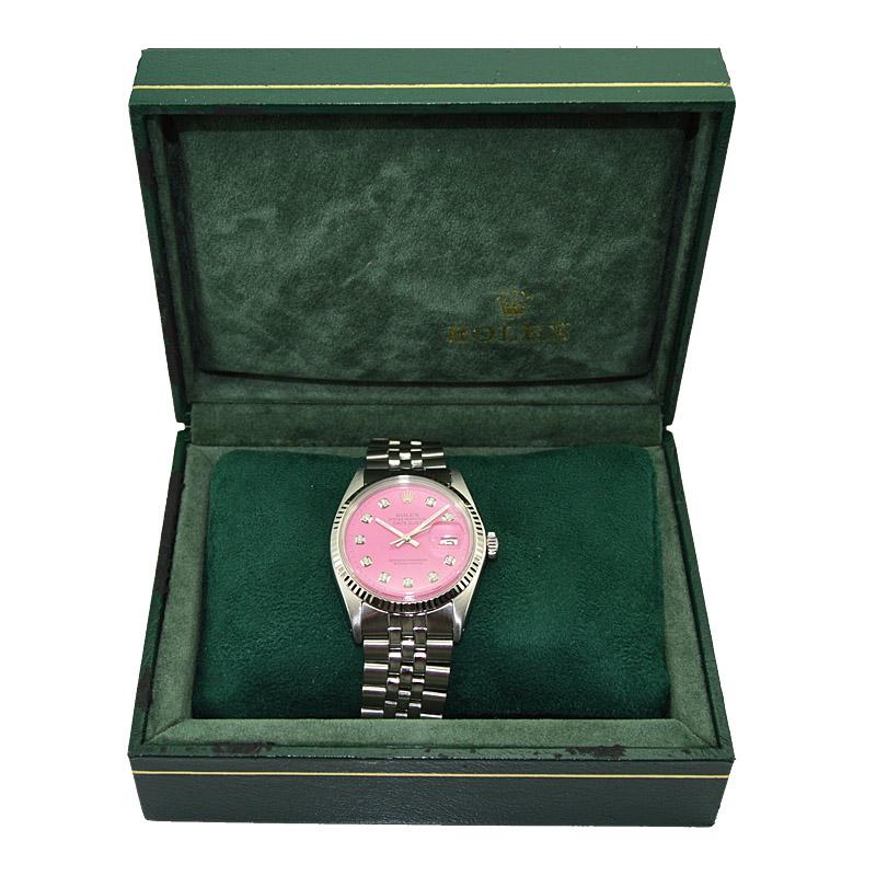 Rolex Steel Datejust with Custom Pink Dial 1971 or 1972 2