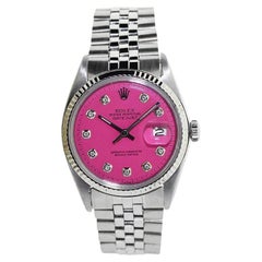 Rolex Montre Datejust en acier avec cadran rose personnalisé, début des années 1970