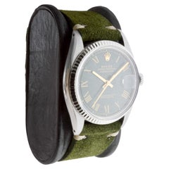 Rolex Steel Datejust with Custom Roman Numeral Green Dial circa, 1970's