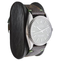 Rolex Steel Datejust with Custom Vuitton Strap And Sage Green Dial 1960s