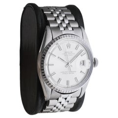 Rolex Steel Datejust with Exceptional Factory Original Silvered Dial circa 1970s