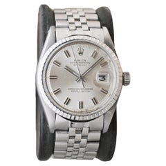 Rolex Stahl Datejust mit außergewöhnlichen Fabrik Original versilbert Zifferblatt circa 1970er Jahre