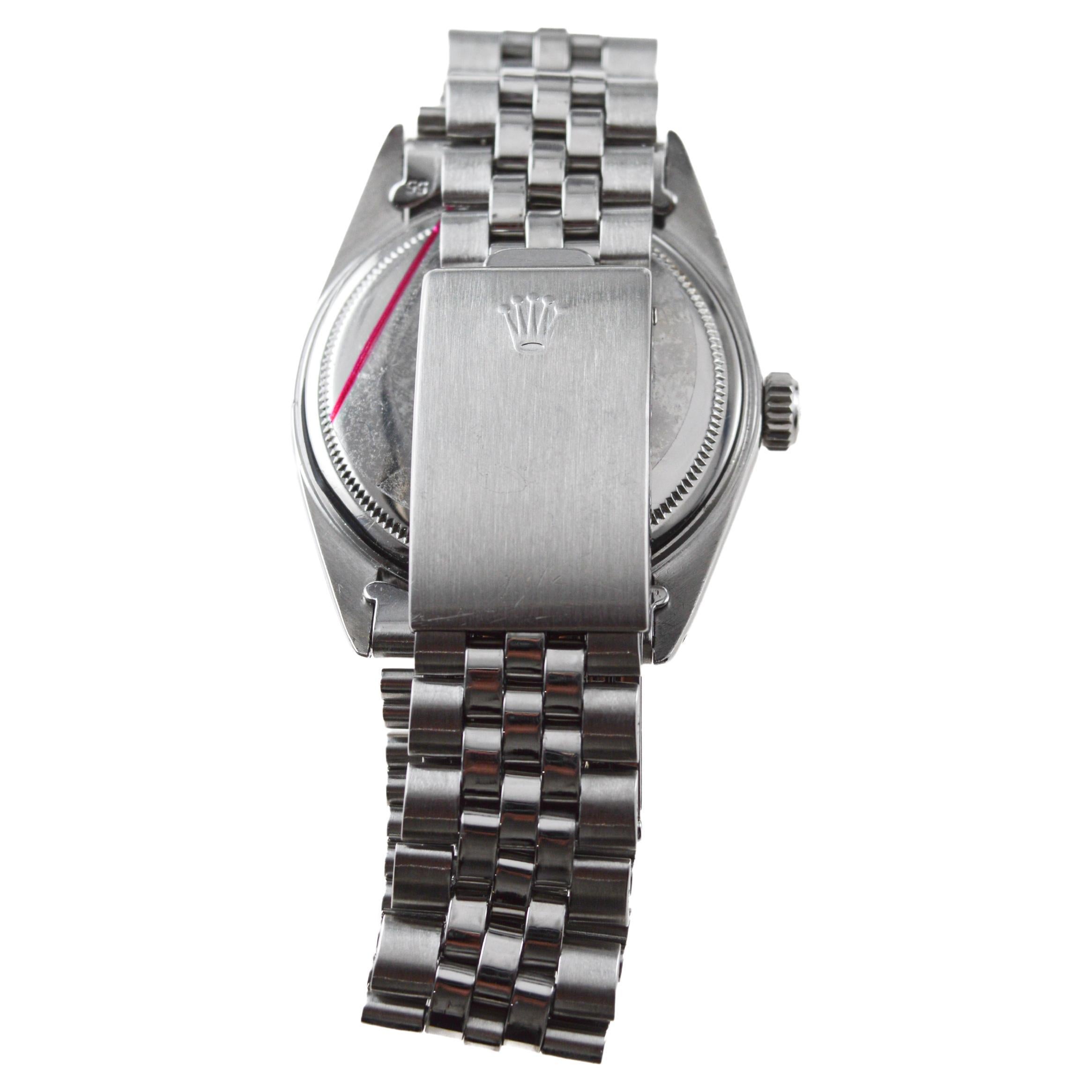 Rolex Datejust avec cadran d'origine d'usine, lunette polie rare, années 1960 en vente 5