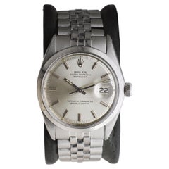 Rolex Stahl Datejust mit Factory Original Zifferblatt Seltene polierte Lünette 1960er Jahre