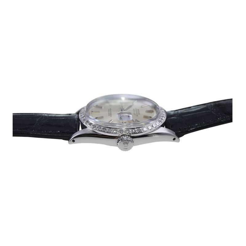 Rolex Montre Datejust en acier avec cadran d'origine et lunette en diamant, datant du milieu des années 1970 en vente 4