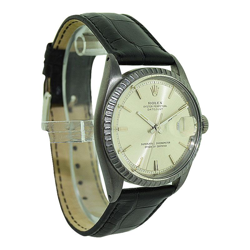 FACTORY / HOUSE: Rolex Watch Company 
STYLE / REFERENCE: Datejust / Reference 1600
METAL / MATERIAL: Stainless Steel 
CIRCA / YEAR: 1960's
DIMENSIONS / SIZE: Length 43mm X Diameter 36mm
MOVEMENT / CALIBER: Perpetual Winding / 26 Jewels / Caliber