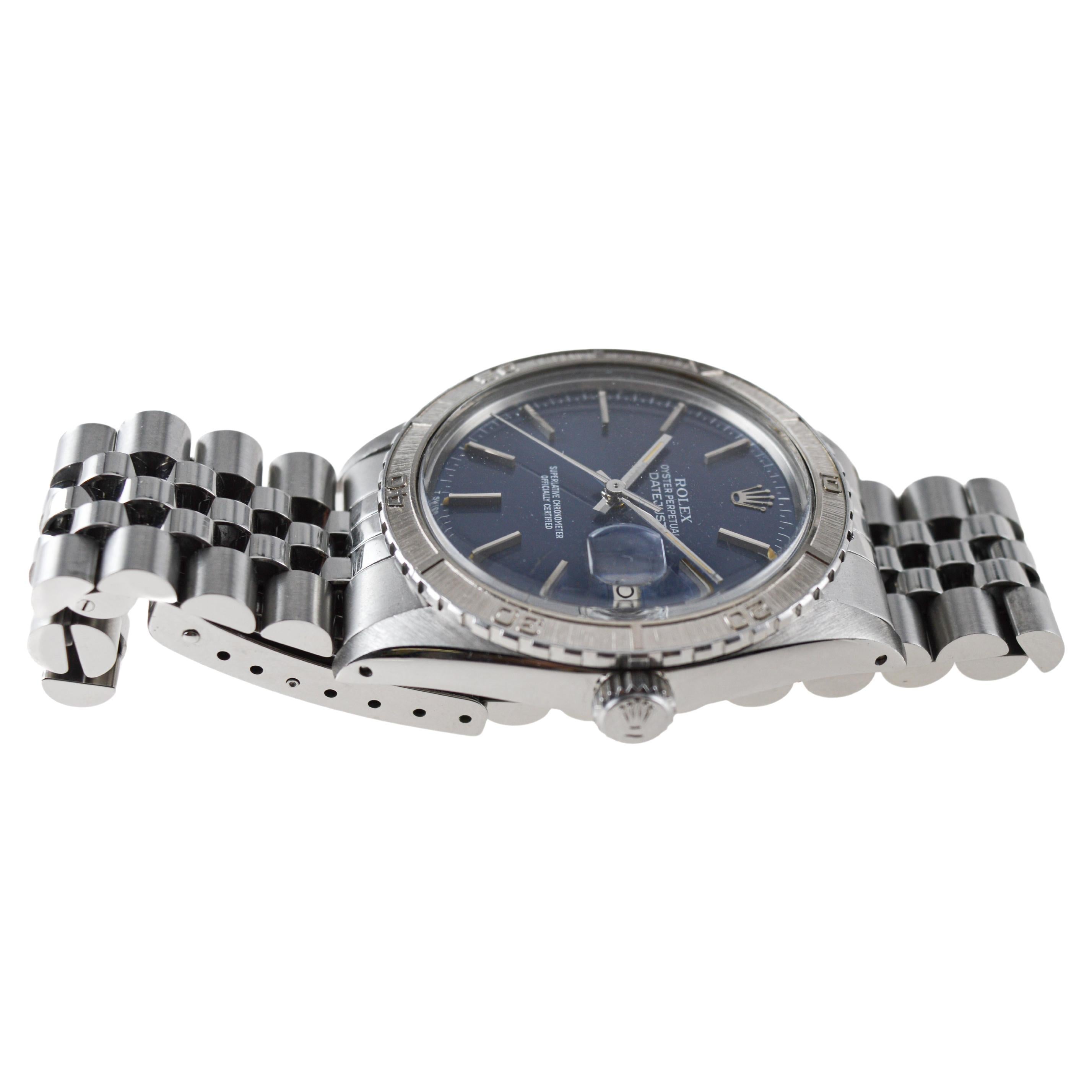 Rolex Steel Datejust with Original Navy Blue Dial and Thunderbird Bezel 1979 For Sale 2