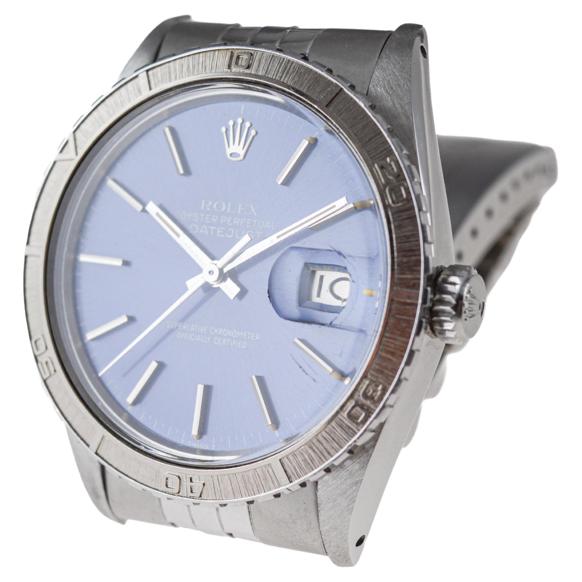 Rolex Steel Datejust with Original Navy Blue Dial and Thunderbird Bezel 1979 For Sale 1