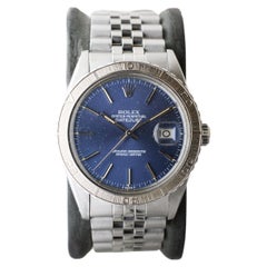 Rolex Stahl Datejust mit original marineblauem Zifferblatt und Thunderbird-Lünette aus Stahl 1979