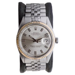 Used Rolex Steel Datejust with Original Silvered Dial And Papers circa, 1970's