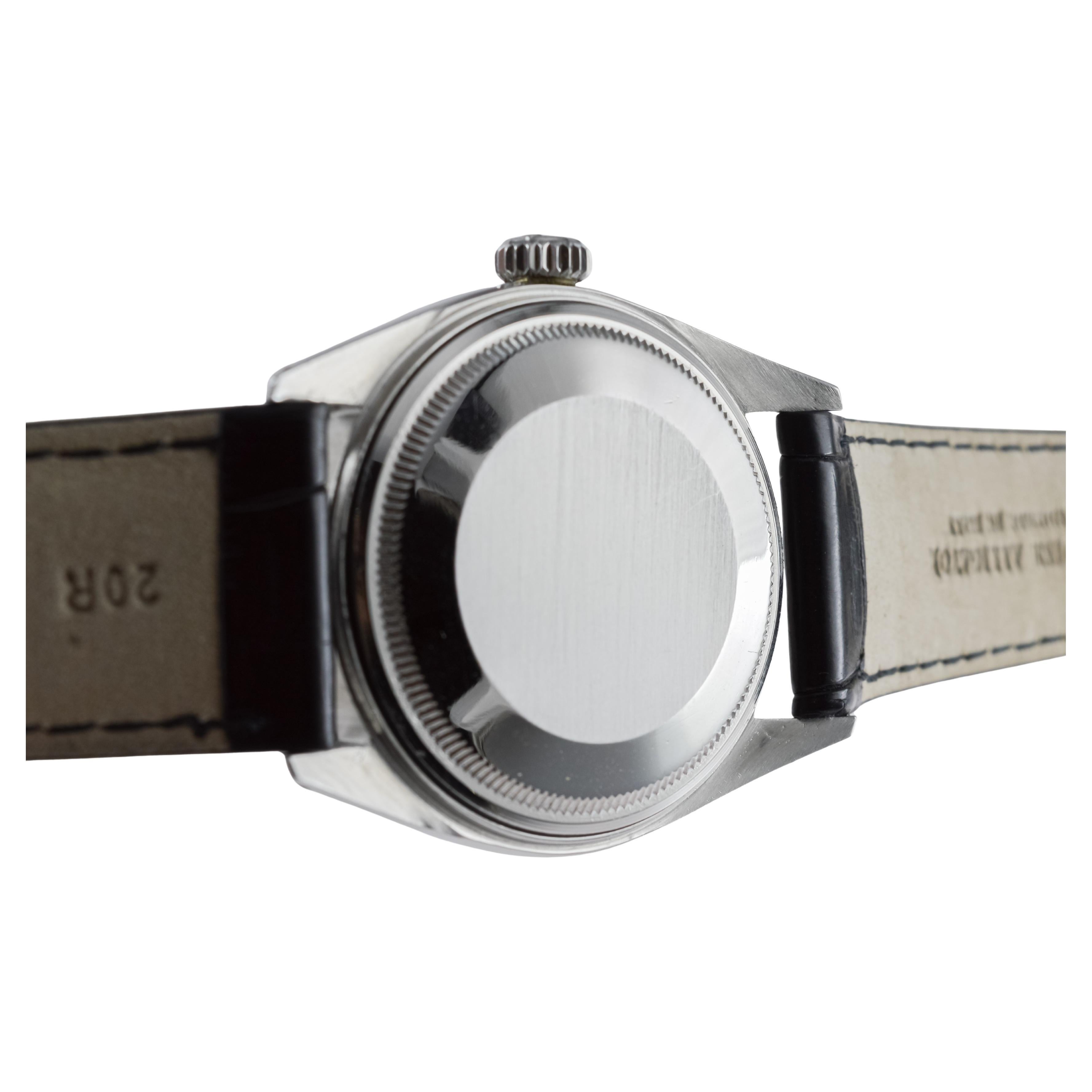 Rolex Steel Datejust with Rare Black Dial from 1960's Custom Diamond Bezel For Sale 11