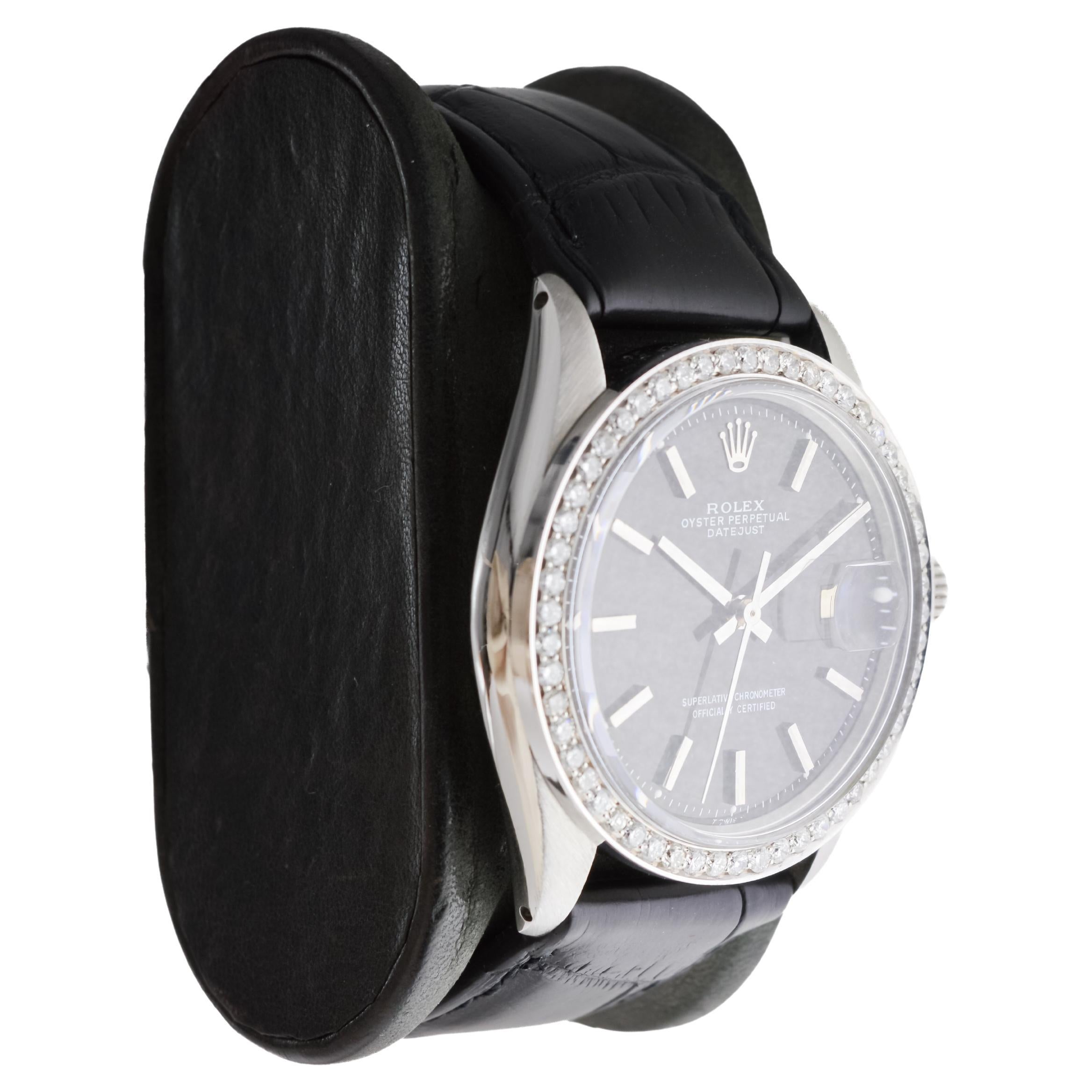 FACTORY / HOUSE: Rolex Watch Company
STYLE / REFERENCE: Datejust / Reference 1601
METAL / MATERIAL: Stainless Steel
CIRCA / YEAR: 1960's
DIMENSIONS / SIZE: Length 43mm X Diameter 36mm
MOVEMENT / CALIBER: Perpetual Winding / 26 Jewels / Caliber