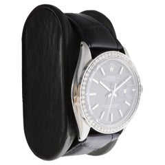 Rolex Steel Datejust with Rare Black Dial from 1960's Custom Diamond Bezel