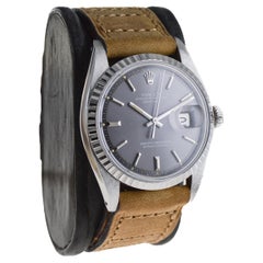 Rolex Montre Datejust en acier avec cadran anthracite d'origine, années 1960