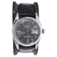 Rolex Steel Datejust with Rare Original Charcoal Dial from, 1960's