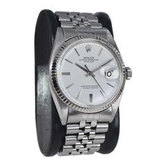 Rolex Steel Datejust with Rare Original White Dial and Original Bracelet Late 60