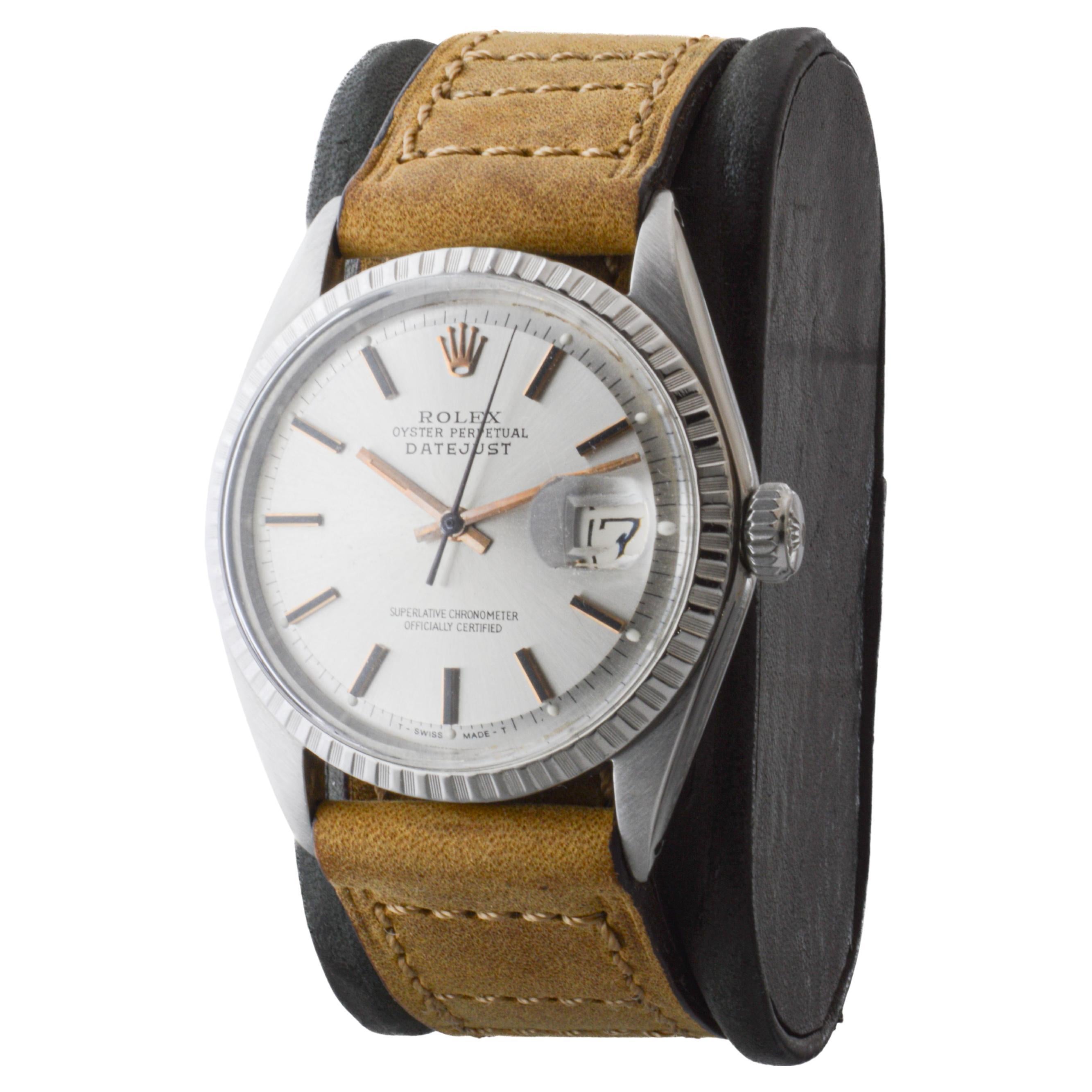 Rolex Steel Datejust with Rare Silvered Dial with Rose Gold Markers and Hands 1