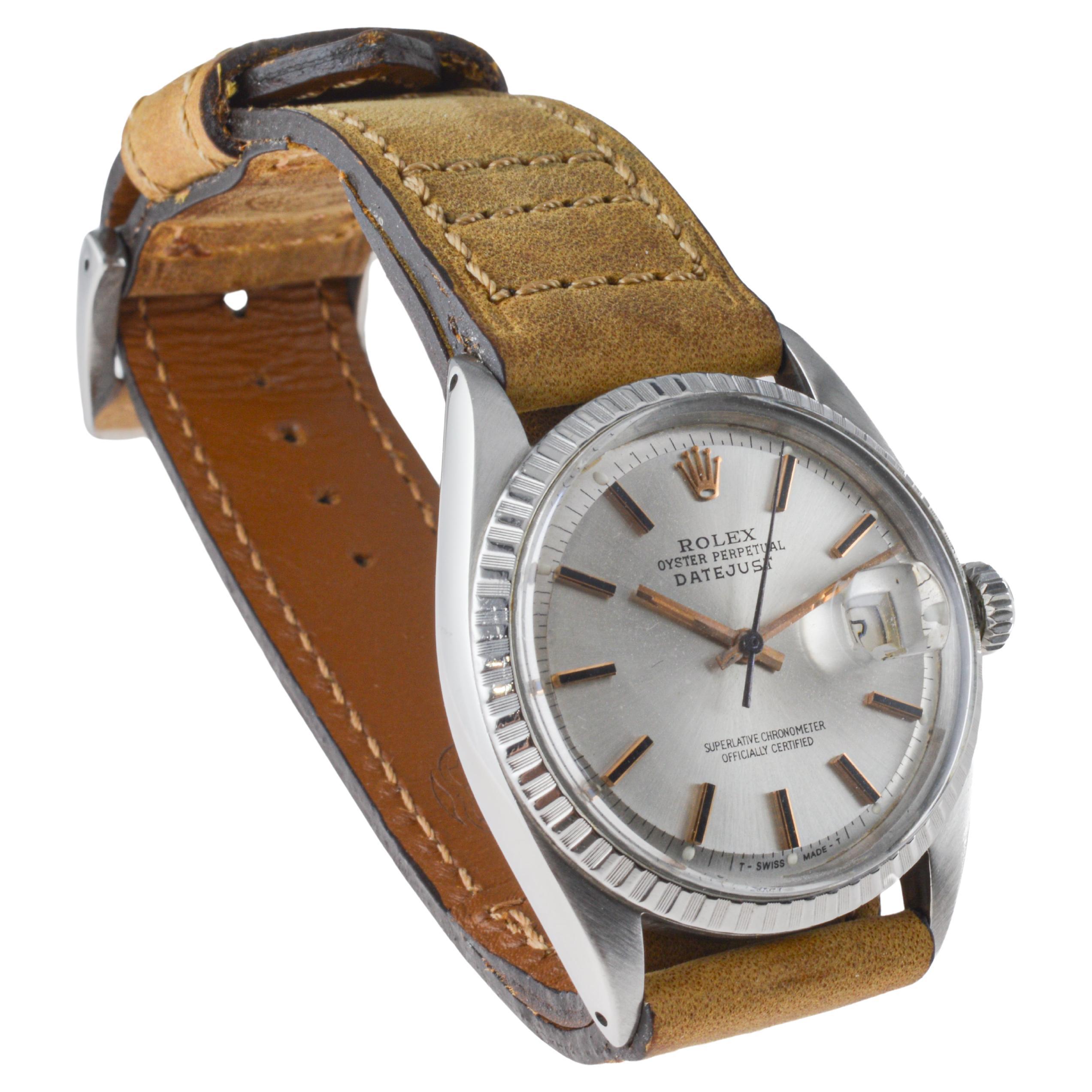 Rolex Steel Datejust with Rare Silvered Dial with Rose Gold Markers and Hands 2