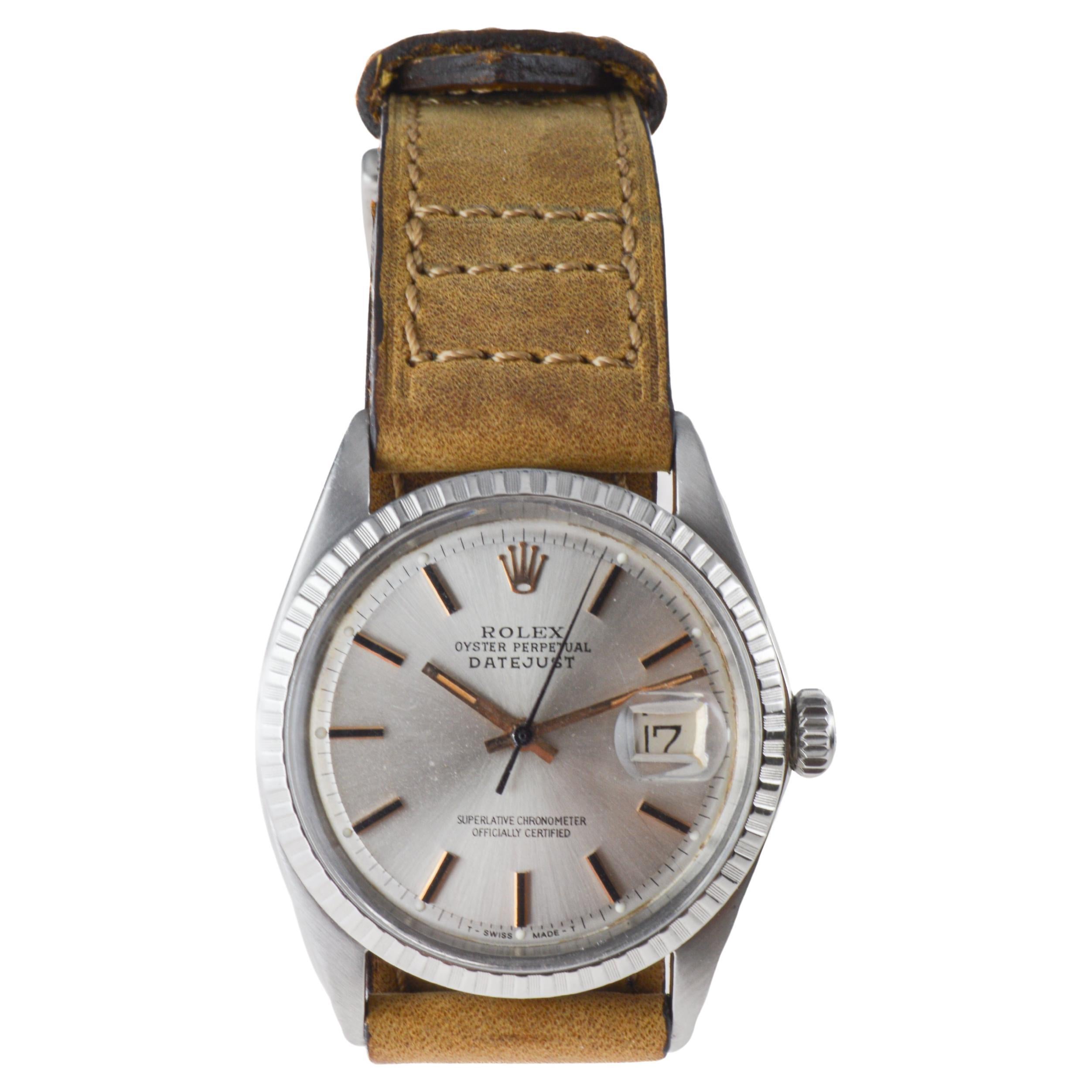 Rolex Steel Datejust with Rare Silvered Dial with Rose Gold Markers and Hands 3