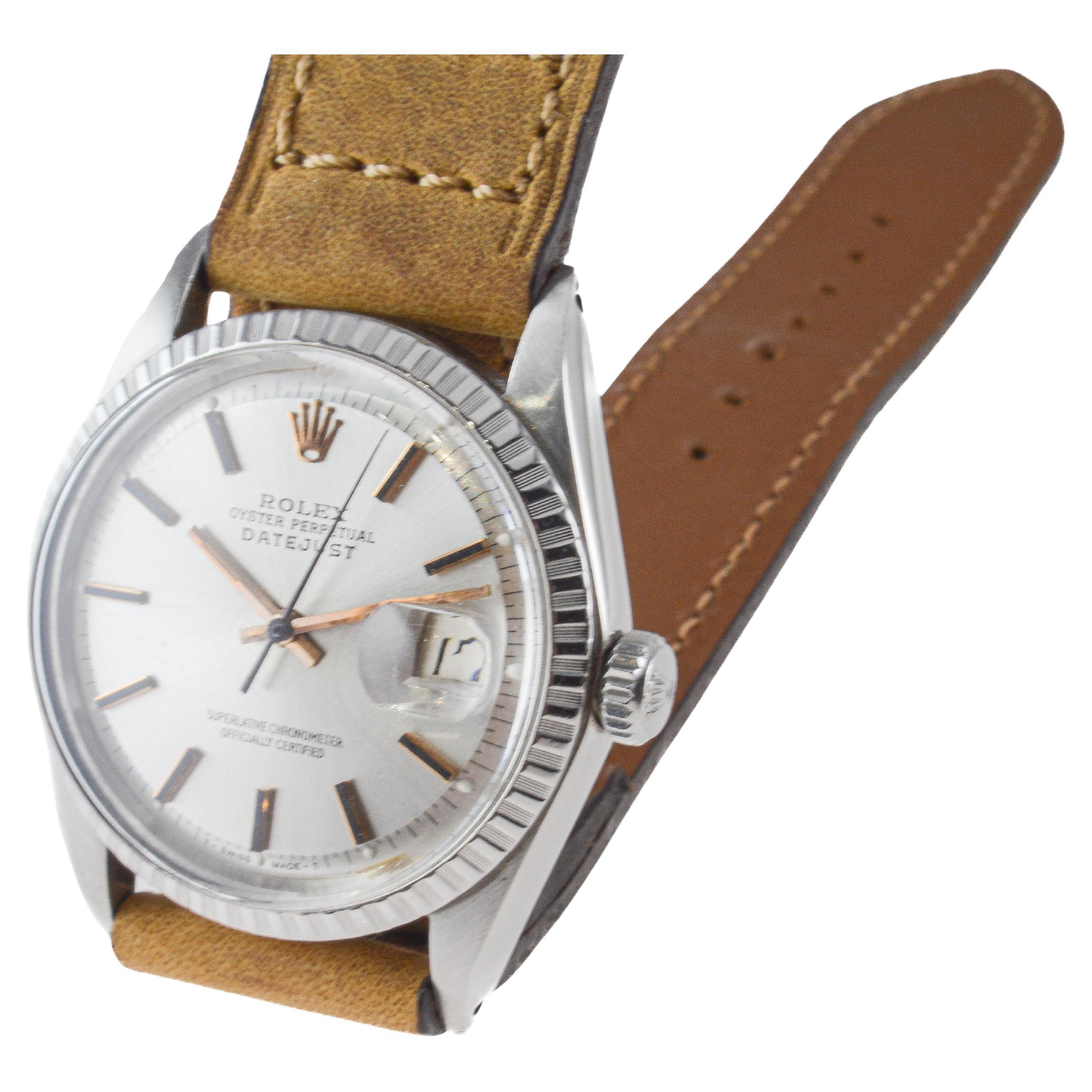 Rolex Steel Datejust with Rare Silvered Dial with Rose Gold Markers and Hands 4