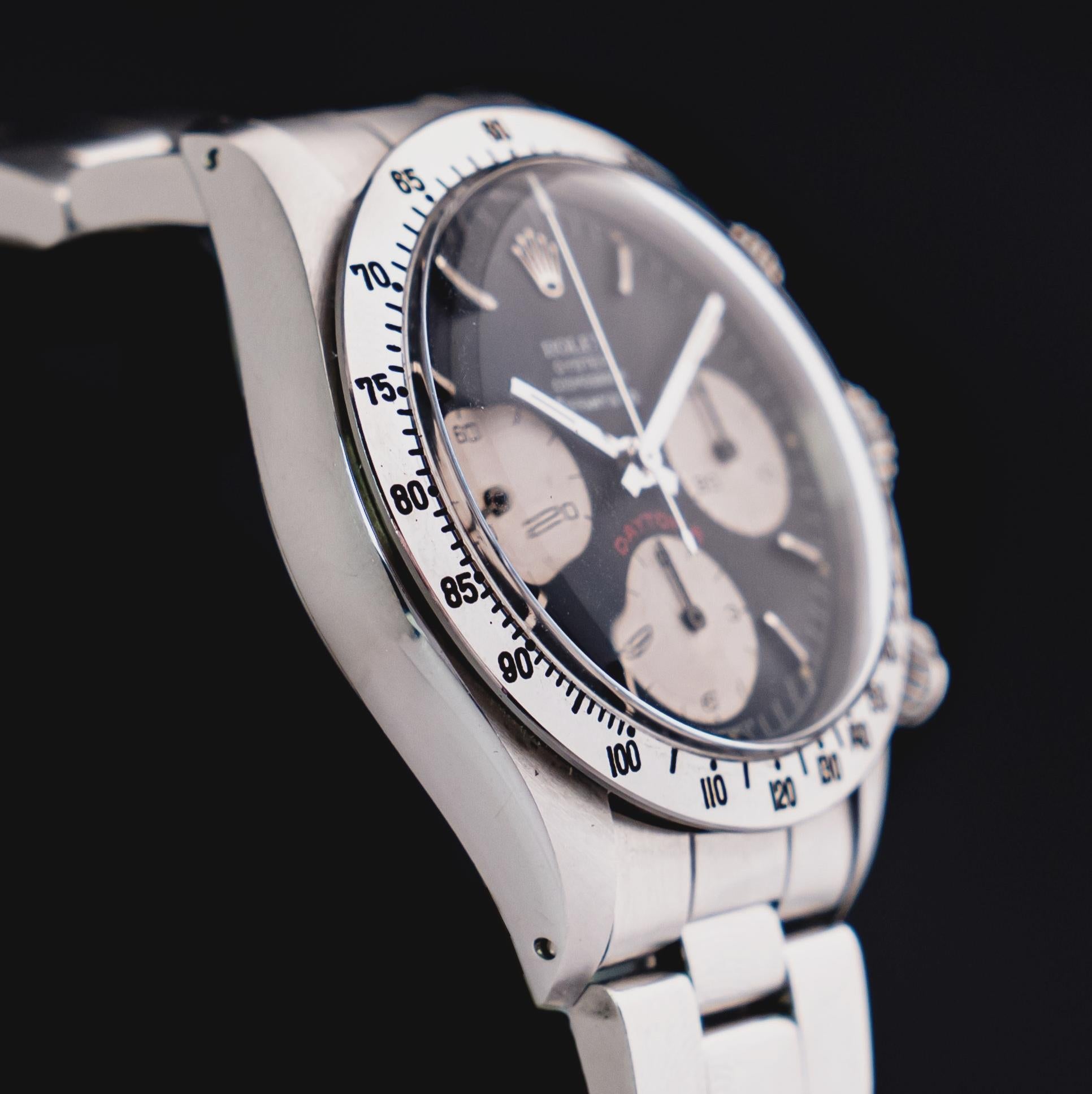 Rolex Stahl Daytona Tiffany & Co Chronograph mit schwarzem, großem, rotem Zifferblatt 6265, 1974 im Angebot 1