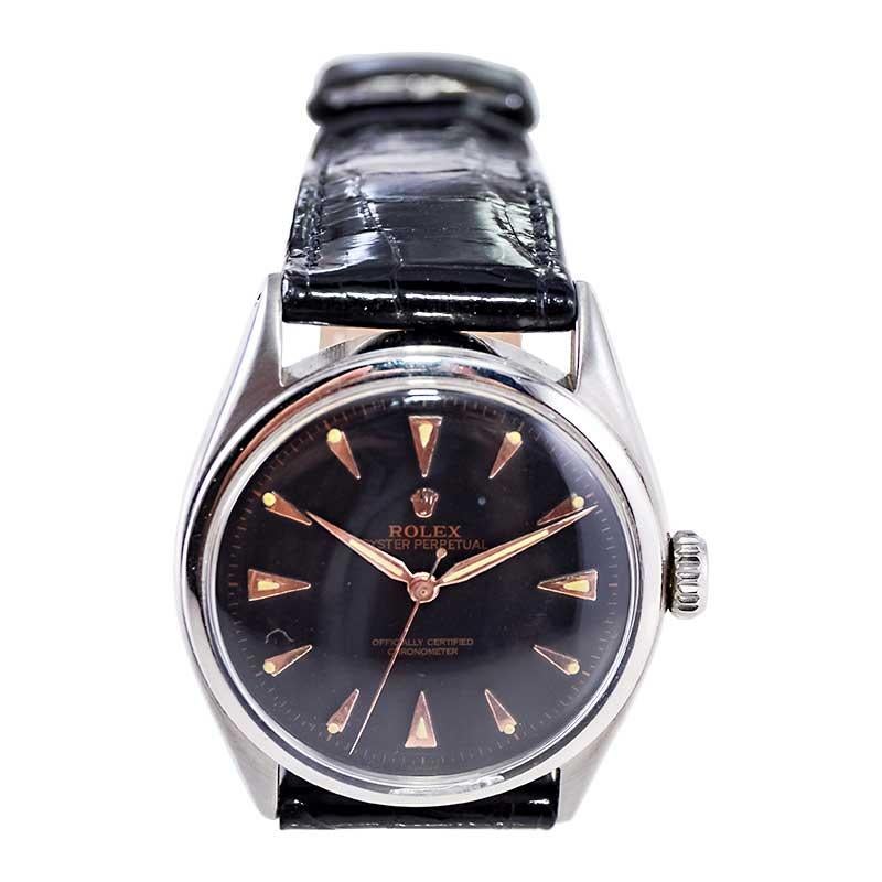 Rolex Steel Early Oyster avec couronne Super Oyster d'origine circa 1952-53 5