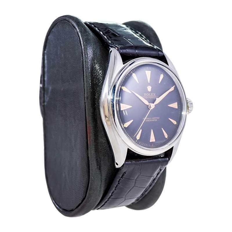 Art déco Rolex Steel Early Oyster avec couronne Super Oyster d'origine circa 1952-53