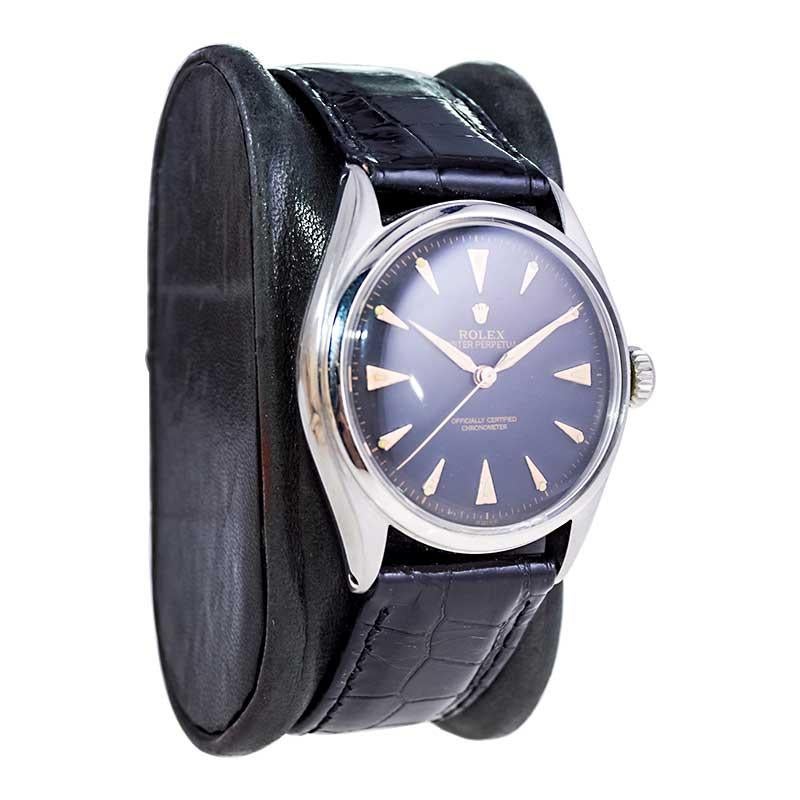 Rolex Steel Early Oyster avec couronne Super Oyster d'origine circa 1952-53 Excellent état à Long Beach, CA