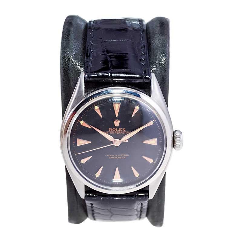  Rolex Steel Early Oyster avec couronne Super Oyster d'origine circa 1952-53 Unisexe 