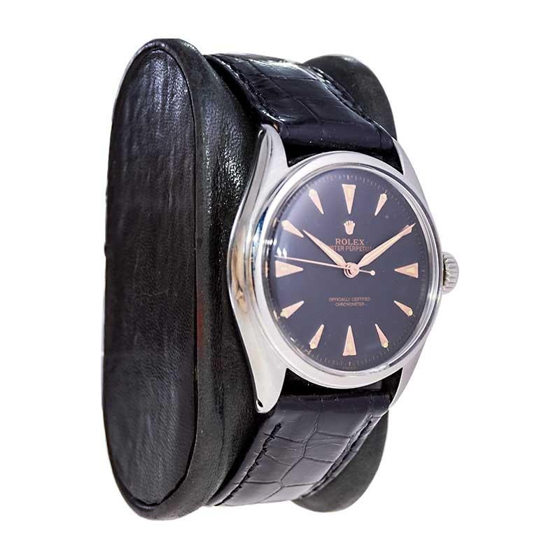 Rolex Steel Early Oyster avec couronne Super Oyster d'origine circa 1952-53 2