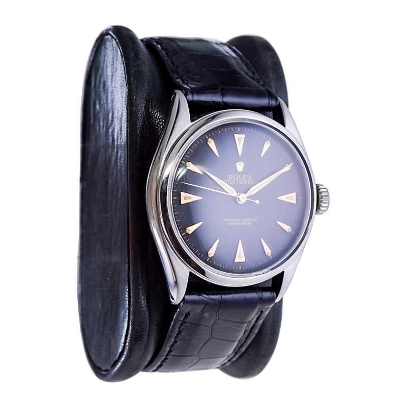 Rolex Steel Early Oyster avec couronne Super Oyster d'origine circa 1952-53 3