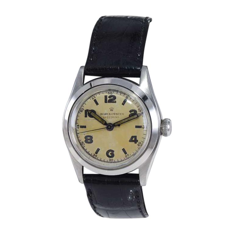 Rolex Steel Early Speedking with Original Dial from 1941 or 1942 For Sale
