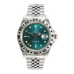 Rolex Steel Jubilee Band Explorer II 16570 Teal Dial Wristwatch