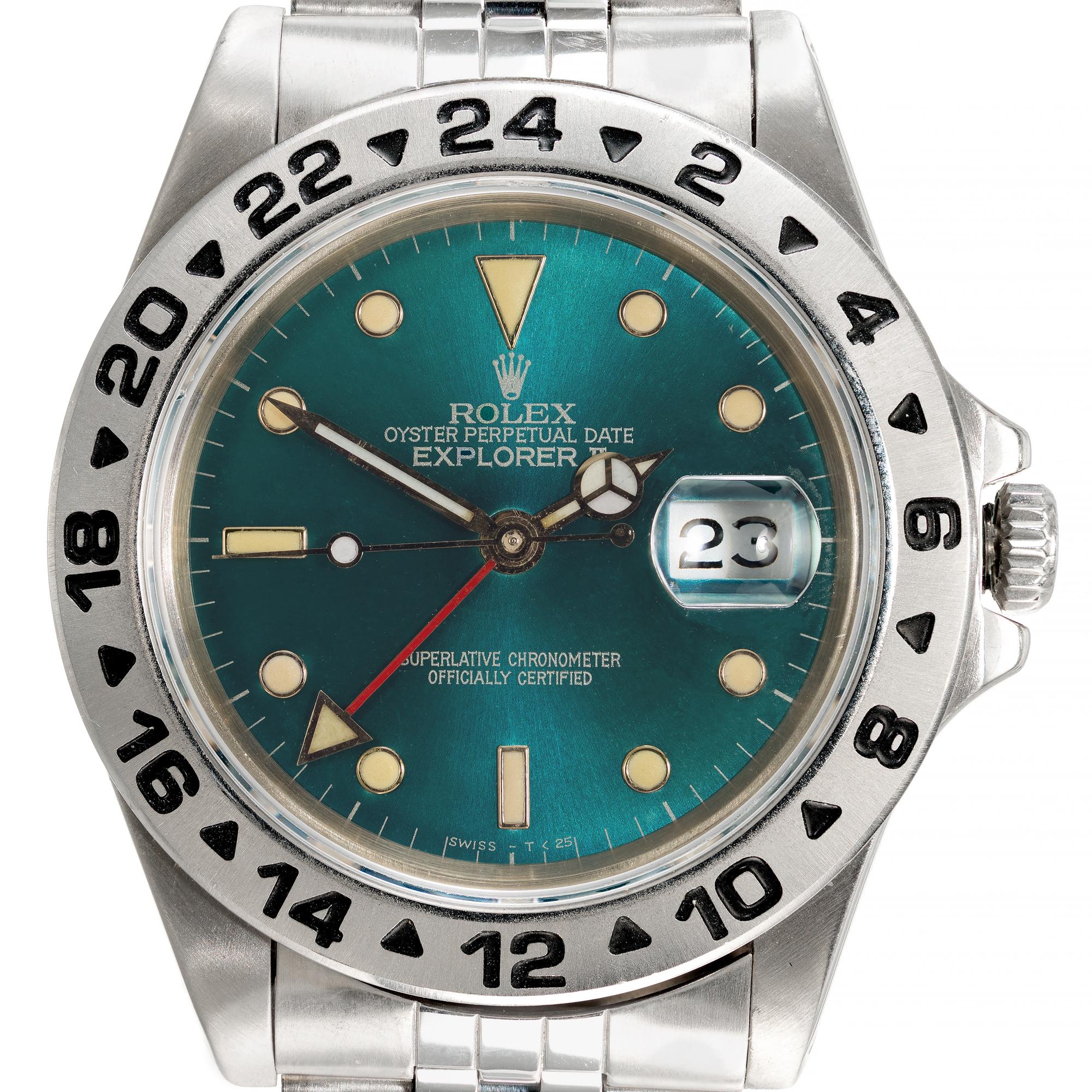  Montre-bracelet Rolex Explorer II 16570 à cadran sarcelle:: bracelet en acier jubilé Pour hommes 