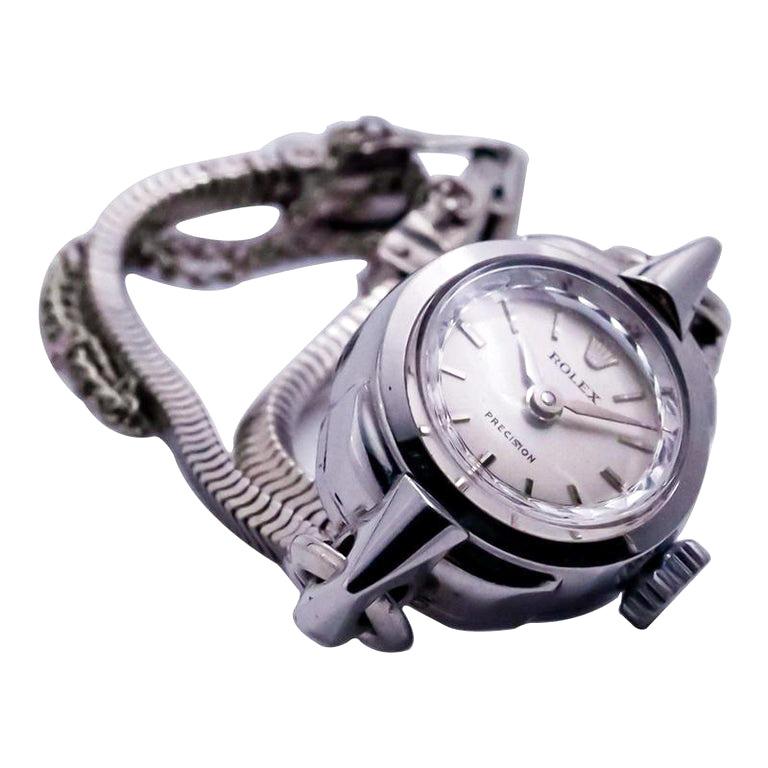 Rolex Stahl Damenarmbanduhr aus Stahl mit Original Zifferblatt 1940er Jahre Diamantisierte Lense 1