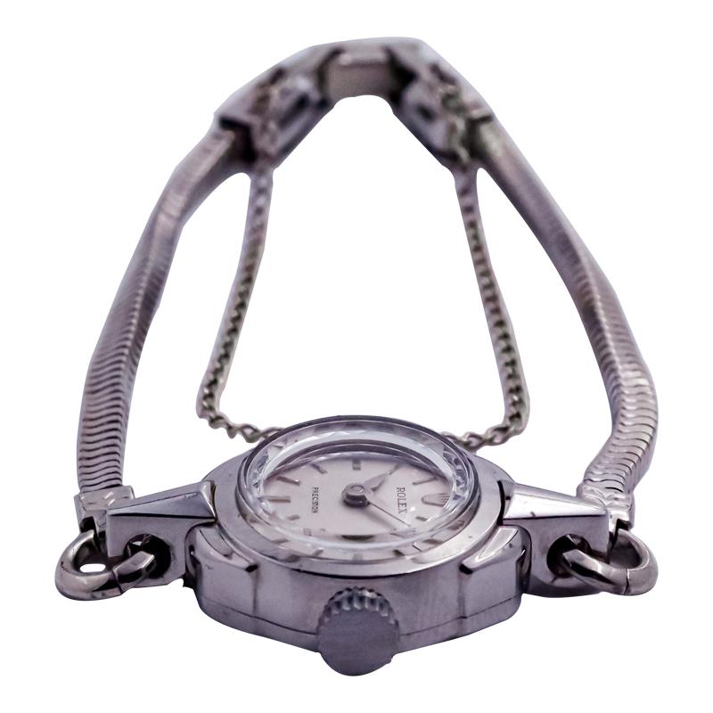 Rolex Stahl Damenarmbanduhr aus Stahl mit Original Zifferblatt 1940er Jahre Diamantisierte Lense 4