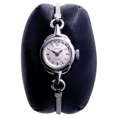 Rolex Steel Ladies Bracelet Watch with Original Dial 1940s Diamondized Lense