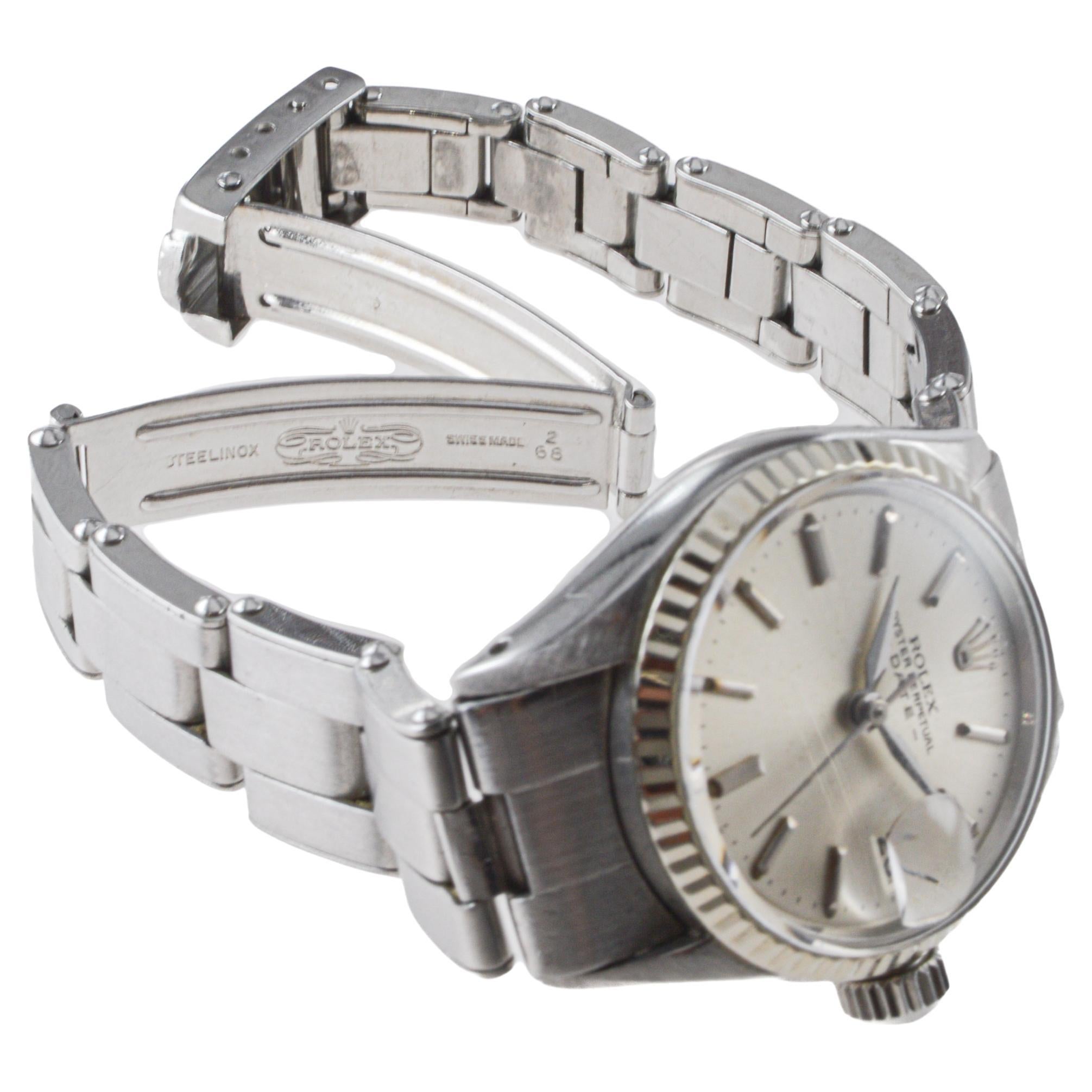 Rolex Steel Ladies Oyster Perpetual Date with Factory Original Silvered Dial For Sale 5