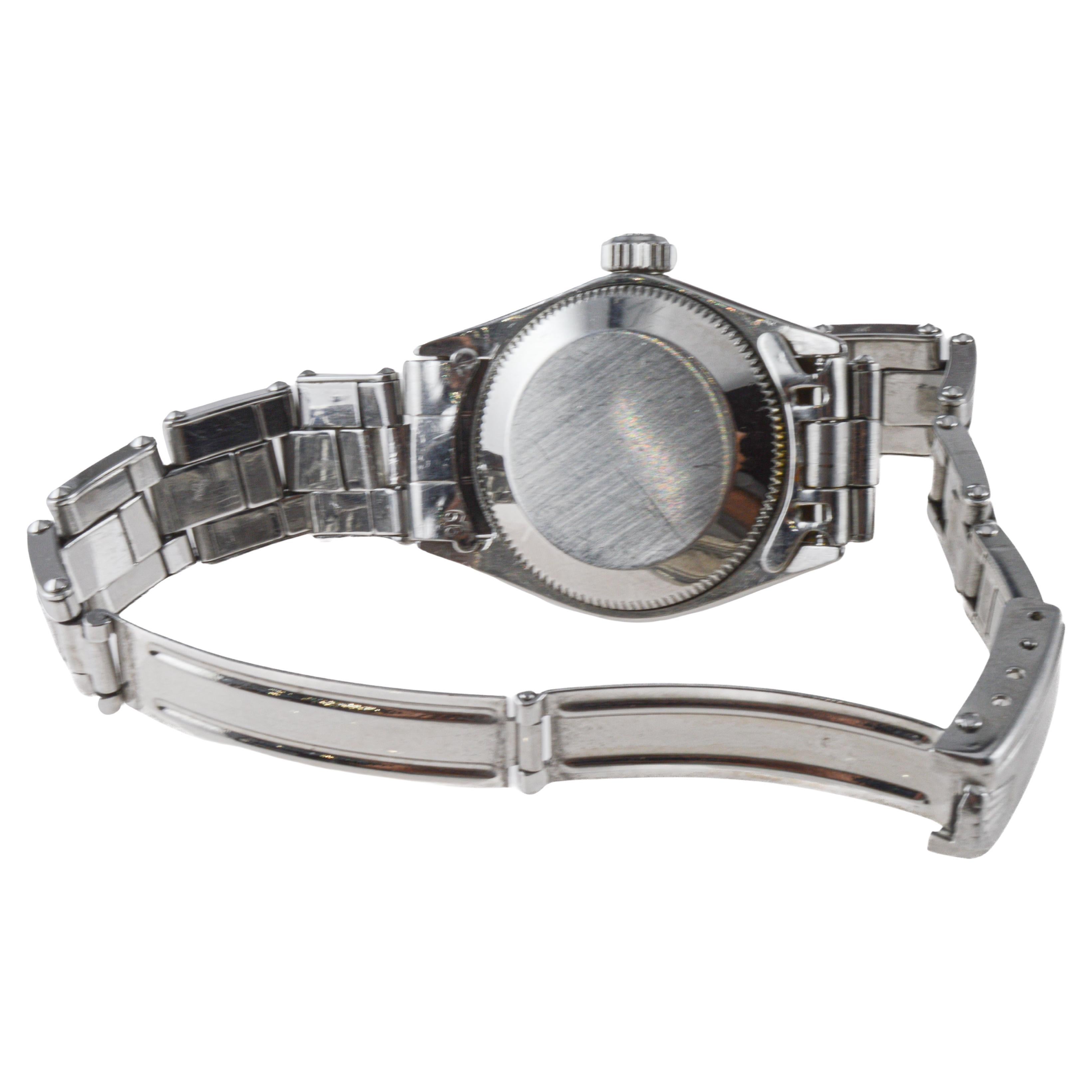 Rolex Steel Ladies Oyster Perpetual Date with Factory Original Silvered Dial For Sale 6
