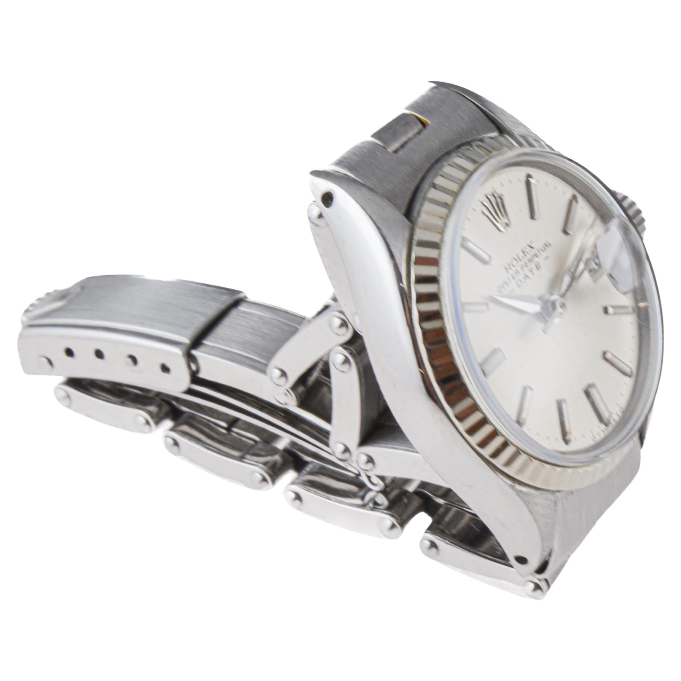 Rolex Steel Ladies Oyster Perpetual Date with Factory Original Silvered Dial For Sale 2