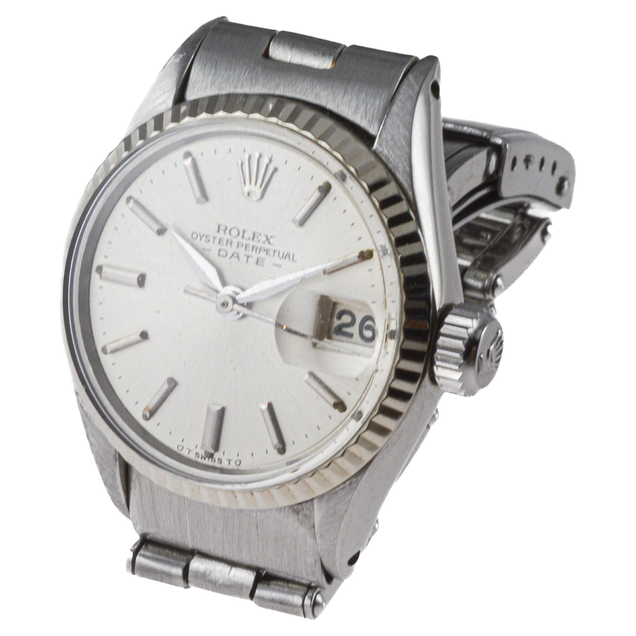 Rolex Steel Ladies Oyster Perpetual Date with Factory Original Silvered Dial For Sale 3