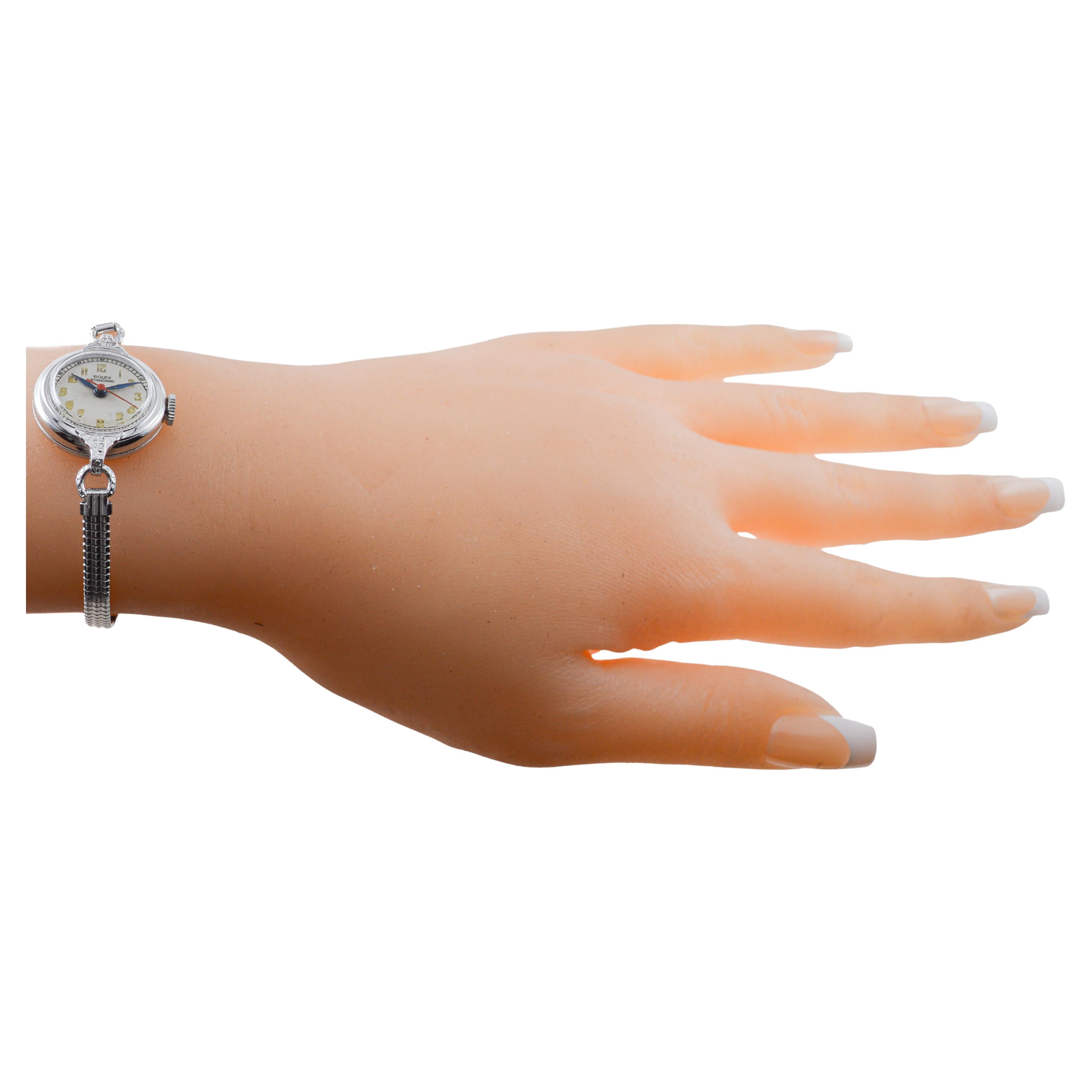 Rolex Steel Ladies Watch with Original Dial from 1940's For Sale 8