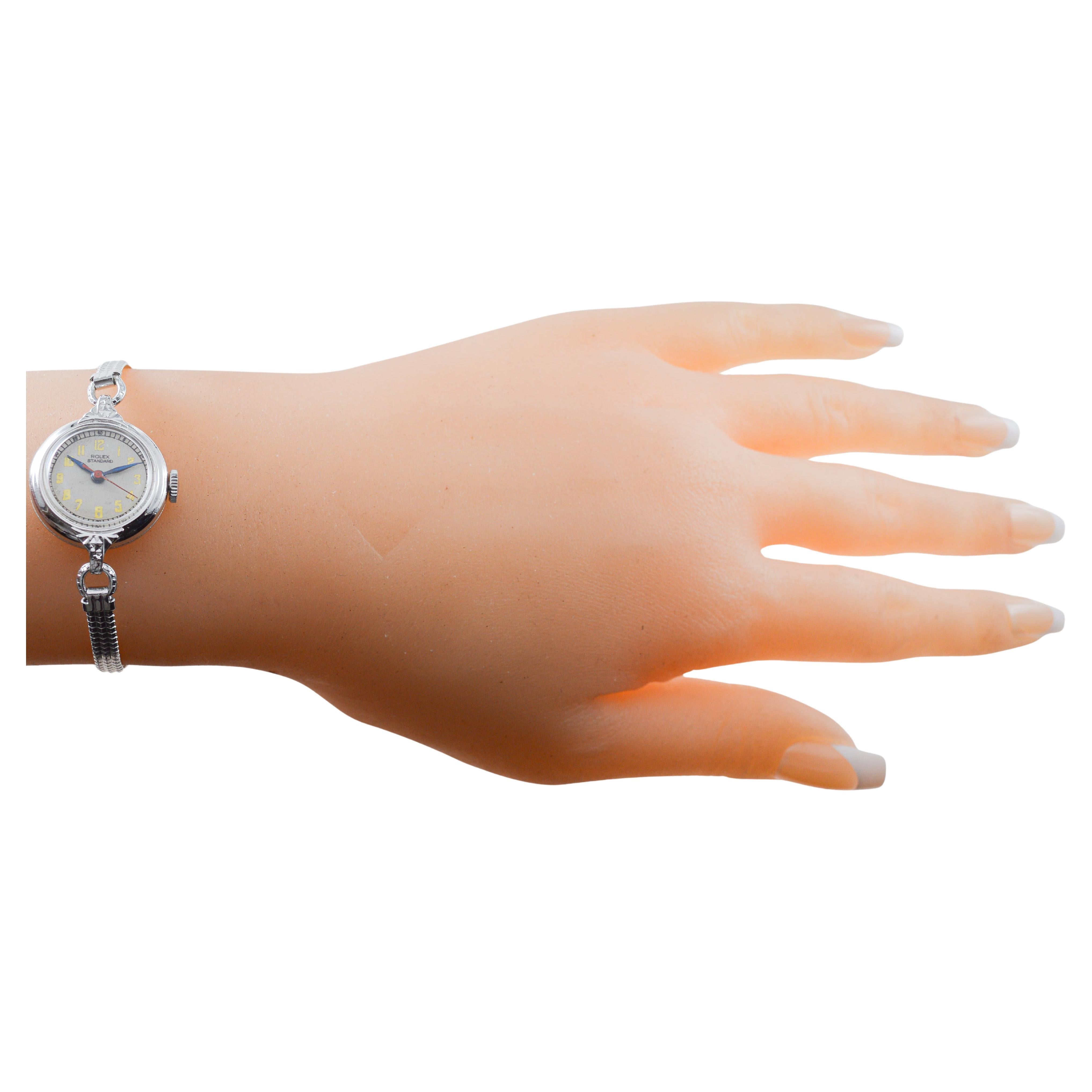 Rolex Steel Ladies Watch with Original Dial from 1940's For Sale 9